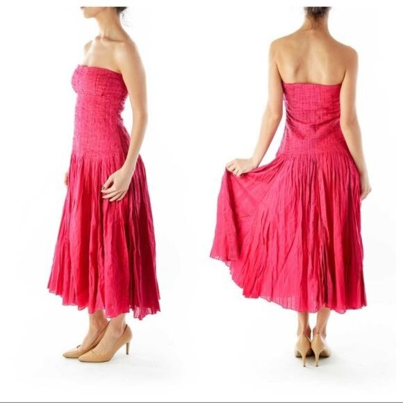 Diane Von Furstenberg DVF Womens Sheryl Strapless Midi Dress Magenta Pink size 6 - Picture 2 of 13
